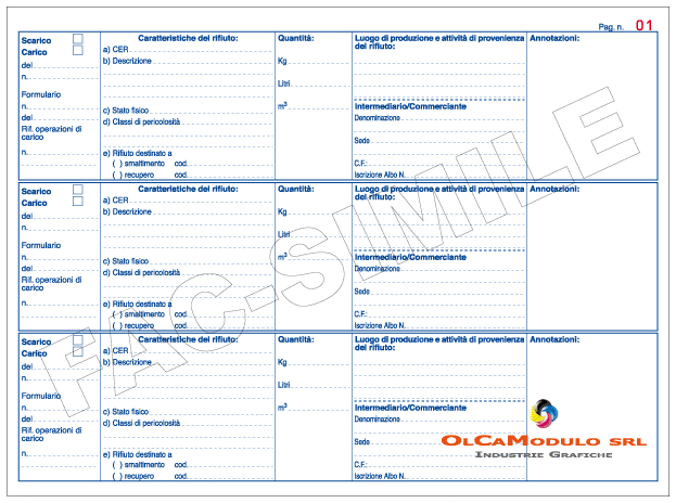 REGISTRO CAR-SCAR RIFIUTI DETENT. A 32*21CM : su